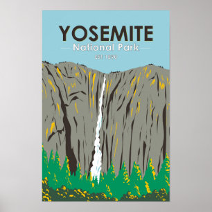 Yosemite National Park Ribbon Falls Californië  Poster