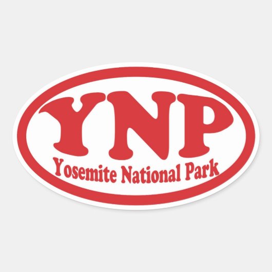 Yosemite National Park rode ovale sticker (Voorkant)