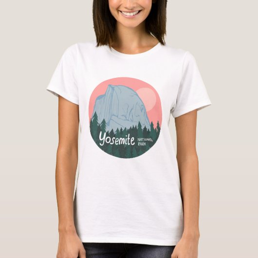 Yosemite National Park Roze Half Dome T-shirt (Voorkant)