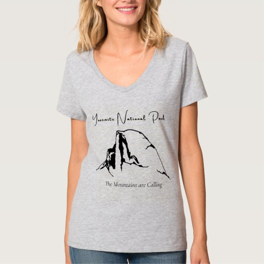 Yosemite National Park T-shirt met V-hals voor vro (Voorkant)