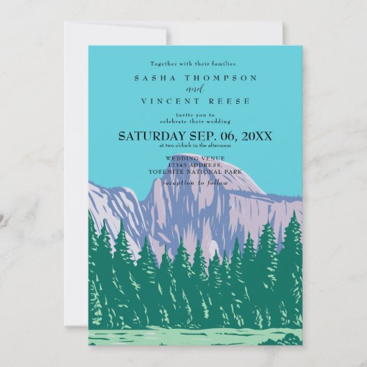 Yosemite National Park Uitnodiging voor bruiloft R (Voorkant)
