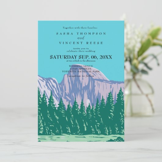 Yosemite National Park Uitnodiging voor bruiloft R (Staand voorkant)