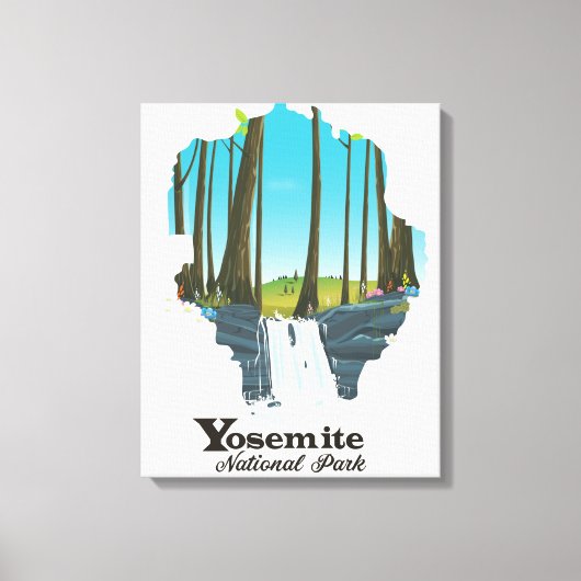 Yosemite National Park USA Kaart Canvas Afdruk (Voorkant)
