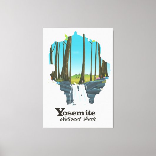 Yosemite National Park USA Map Canvas Afdruk (Voorkant)