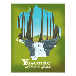 Yosemite National Park vakantieposter. Foto Afdruk