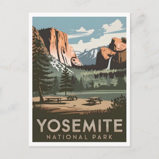 Yosemite National Park vintage Briefkaart (Voorkant)