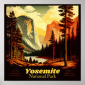 Yosemite National Park Vintage Square Poster (Voorkant)