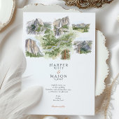 Yosemite National Park Watercolor Map Wedding Kaart