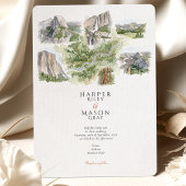 Yosemite National Park Watercolor Map Wedding Kaart
