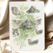 Yosemite National Park Watercolor Map Wedding Kaart