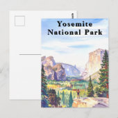 Yosemite National Park Watercolor Mountain Briefkaart (Voorkant / Achterkant)
