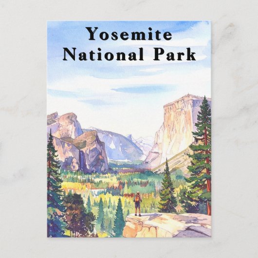Yosemite National Park Watercolor Mountain Briefkaart (Voorkant)