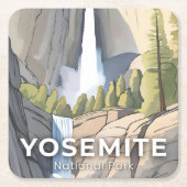 Yosemite National Park | Watercolor Travel Kartonnen Onderzetters (Voorkant)
