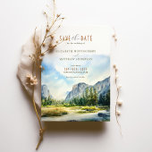 Yosemite National Park Waterverf Bewaar de datum Kaart