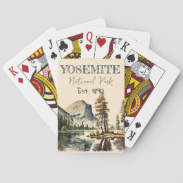 Yosemite National Park waterverf Halve koepel Pokerkaarten