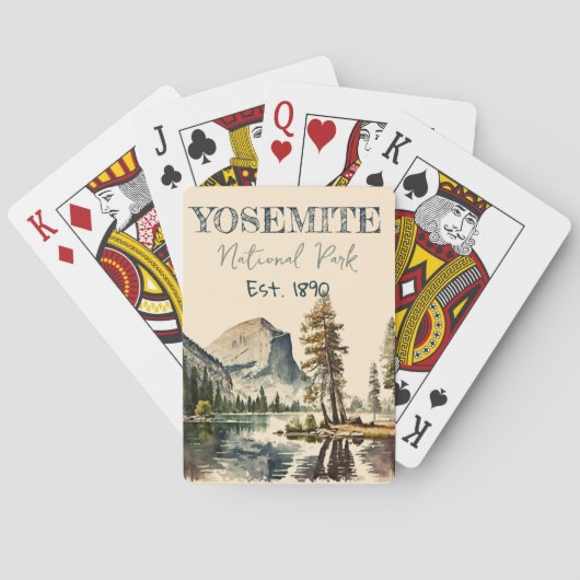 Yosemite National Park waterverf Halve koepel Pokerkaarten (Achterkant)
