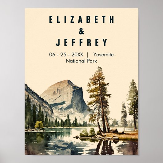 Yosemite National Park waterverf Halve koepel Poster (Voorkant)