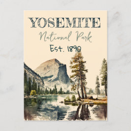 Yosemite National Park waterverf Halve koepel Zons Briefkaart