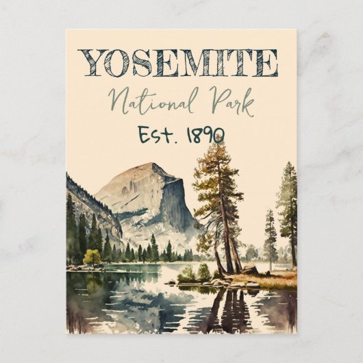 Yosemite National Park waterverf Halve koepel Zons Briefkaart (Voorkant)