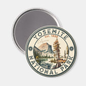 Yosemite National Park waterverf Halve koepel Zons Magneet (Voorkant / Achterkant)