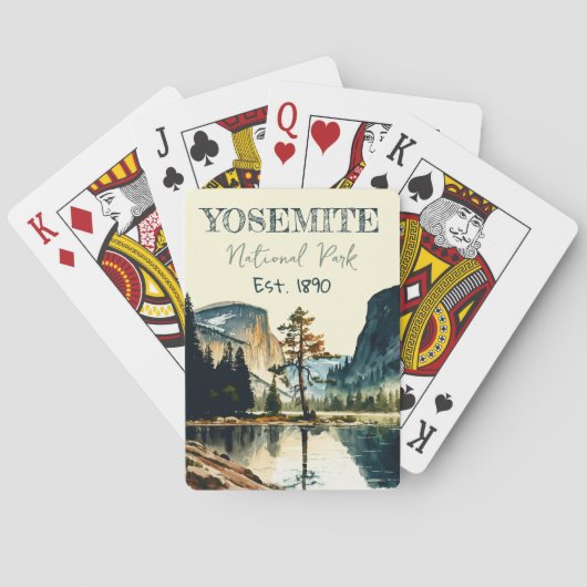 Yosemite National Park waterverf Halve koepel Zons Pokerkaarten (Achterkant)