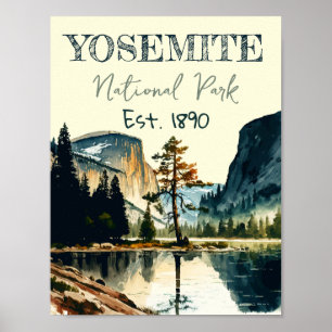Yosemite National Park waterverf Halve koepel Zons Poster
