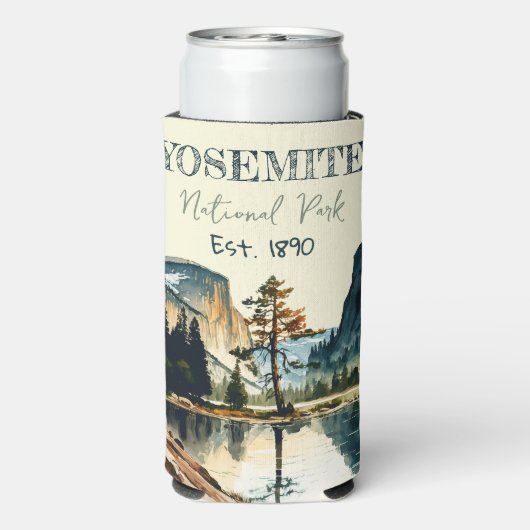 Yosemite National Park waterverf Halve koepel Zons Seltzer Blikjeskoeler (Seltzer Achterkant)