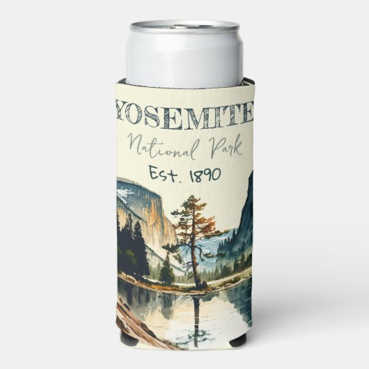 Yosemite National Park waterverf Halve koepel Zons Seltzer Blikjeskoeler (Seltzer Voorkant)