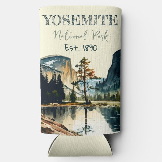 Yosemite National Park waterverf Halve koepel Zons Seltzer Blikjeskoeler (Achterkant)