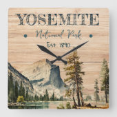 Yosemite National Park waterverf Halve koepel Zons Vierkante Klok (Voorkant)