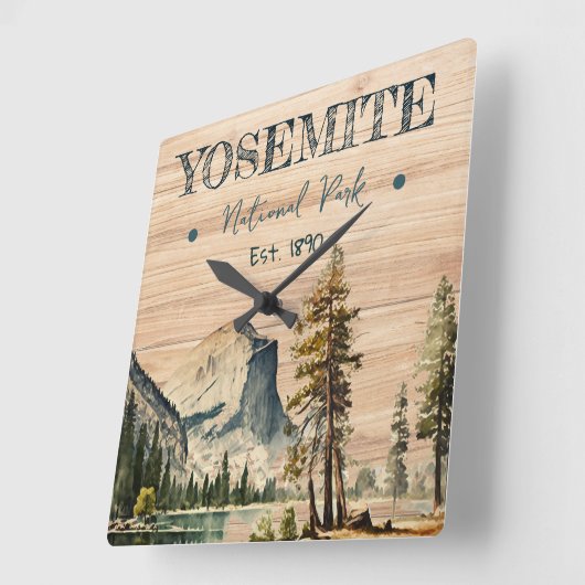 Yosemite National Park waterverf Halve koepel Zons Vierkante Klok (Hoek)