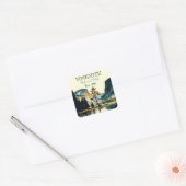 Yosemite National Park waterverf Halve koepel Zons Vierkante Sticker (Envelop)