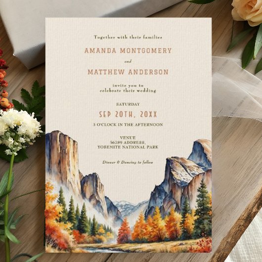 Yosemite National Park Waterverf Land Wedding Kaart