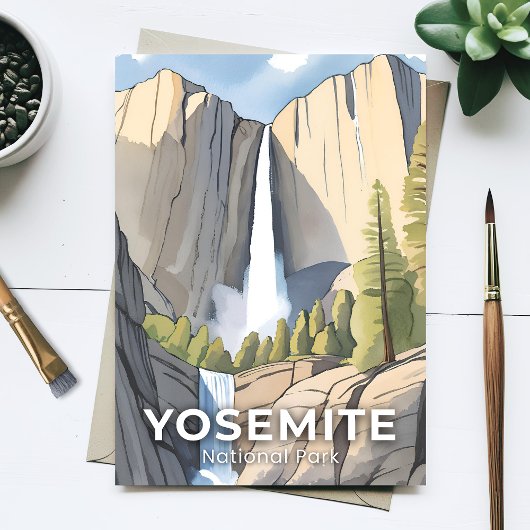 Yosemite National Park | Waterverf reizen Briefkaart