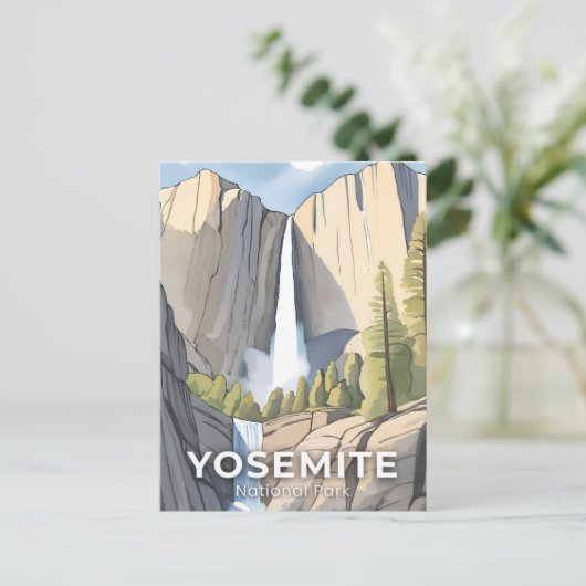 Yosemite National Park | Waterverf reizen Briefkaart (Staand voorkant)