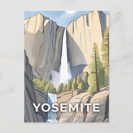 Yosemite National Park | Waterverf reizen Briefkaart (Voorkant)