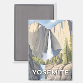 Yosemite National Park | Waterverf reizen Magneet (Voorkant / Achterkant)