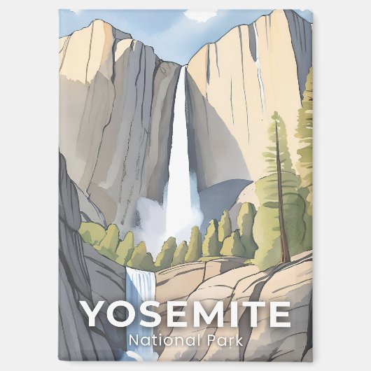 Yosemite National Park | Waterverf reizen Magneet (Voorkant)