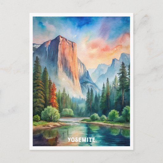 Yosemite National Park Waterverf schilderij Briefkaart (Voorkant)