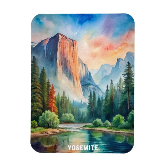 Yosemite National Park Waterverf schilderij Magneet (Verticaal)