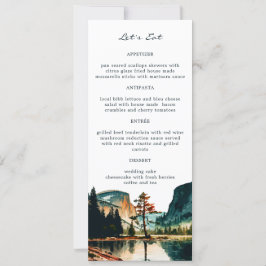 Yosemite National Park Waterverf Wedding Menus Kaart