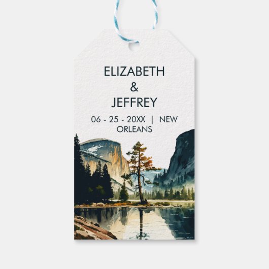Yosemite National Park Wedding Waterverf Cadeaulabel (Achterkant)