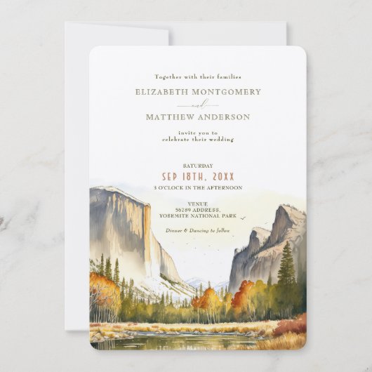 Yosemite National Park Wedding Waterverf Kaart (Voorkant)