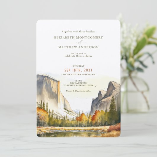 Yosemite National Park Wedding Waterverf Kaart (Staand voorkant)