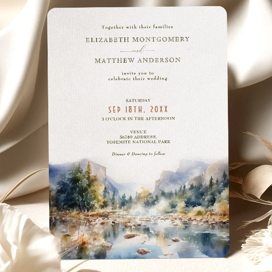 Yosemite National Park Wedding Waterverf Kaart