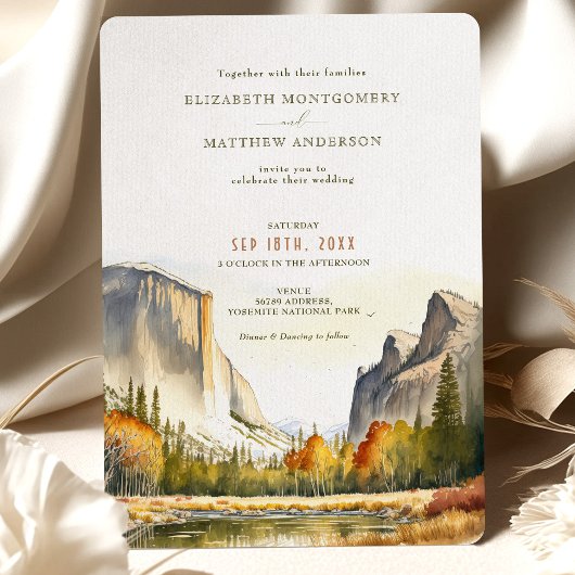 Yosemite National Park Wedding Waterverf Kaart