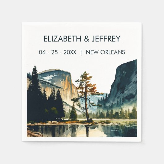 Yosemite National Park Wedding Waterverf Servet (Voorkant)