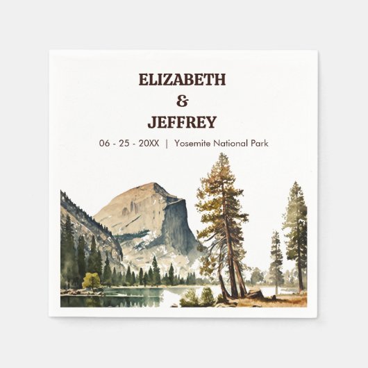 Yosemite National Park Wedding Waterverf Servet (Voorkant)