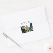 Yosemite National Park Wedding Waterverf Vierkante Sticker (Envelop)