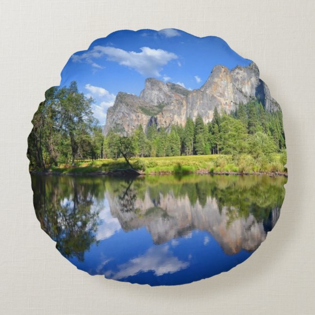 Yosemite Reflection Rond Kussen (Voorkant)